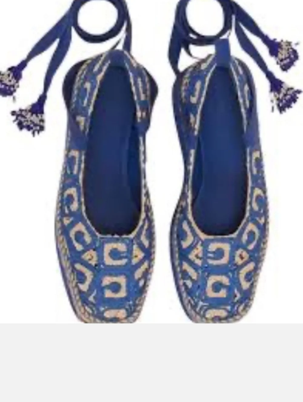 FARM Rio Blue and Natural Woven Espadrille Platform with Ankle Tie